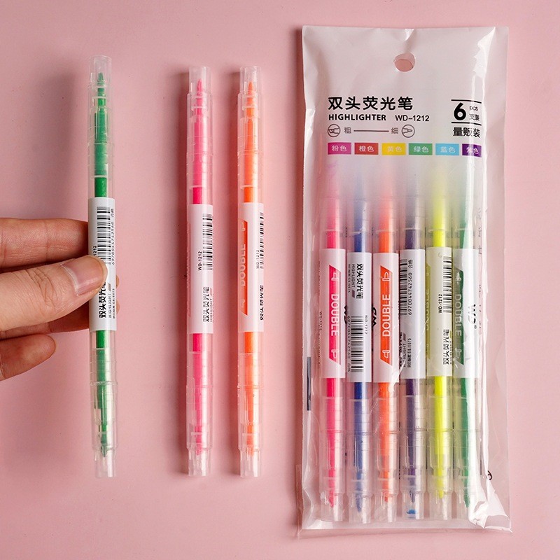 

I* HIGHLIGHTER 1SET ISI 6PCS Stabilo Pastel 2 Sisi 6 Pcs Stabilo Lucu Warna Warni 2 Arah Penanda Buku