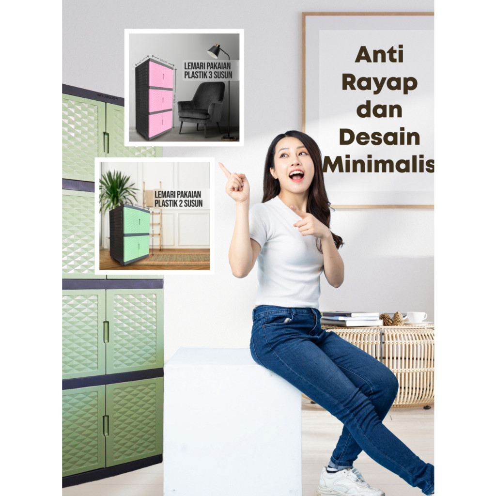 LEMARI PLASTIK 3 SUSUN/Lemari Baju/LEMARI PLASTIK SUSUN 4/Lemari Pakaian Plastik Murah/LEMARI PLASTI