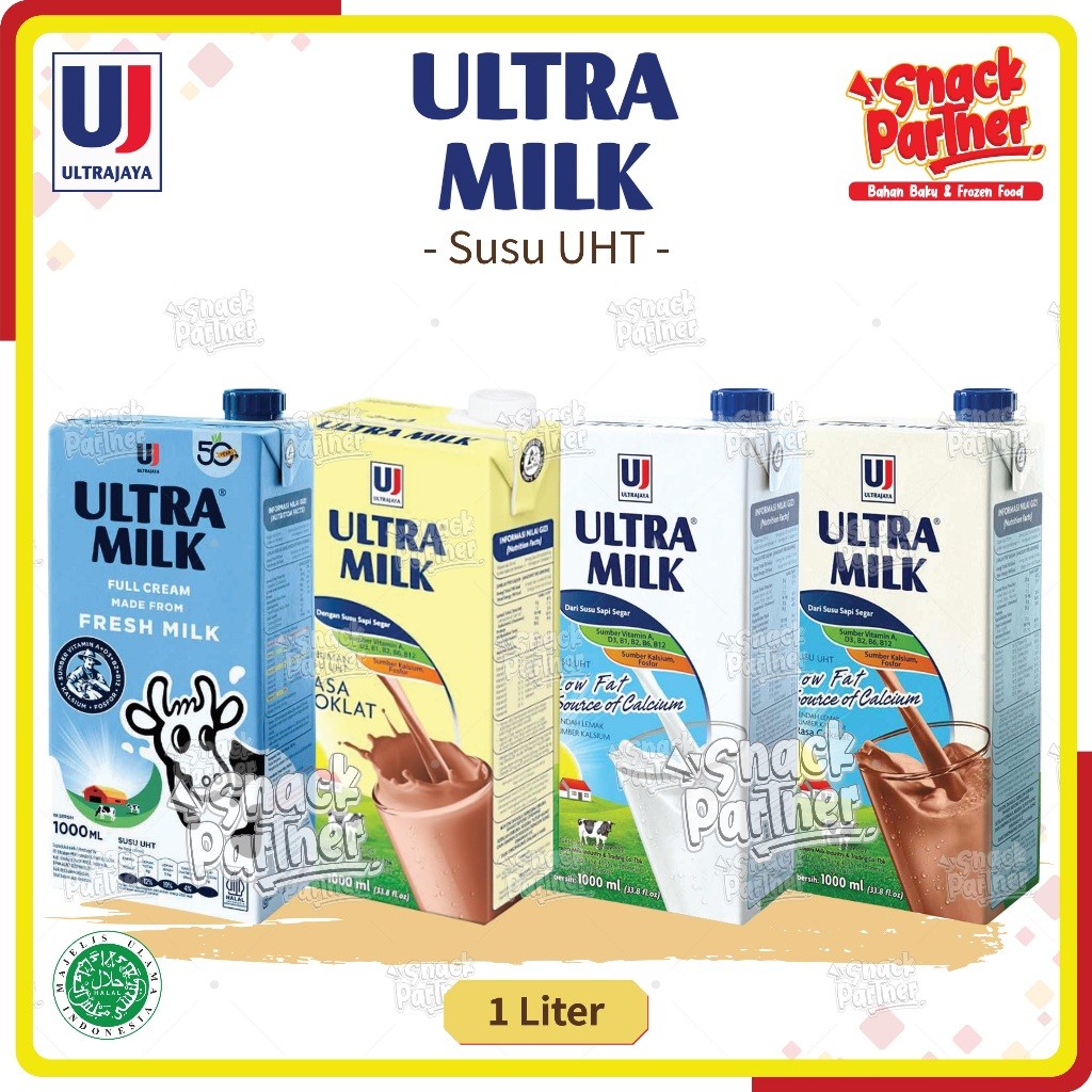 

ULTRA MILK Susu UHT 1 L - Full Cream Plain Choco Chocolate Coklat Low Fat / UltraMilk 1000 ML