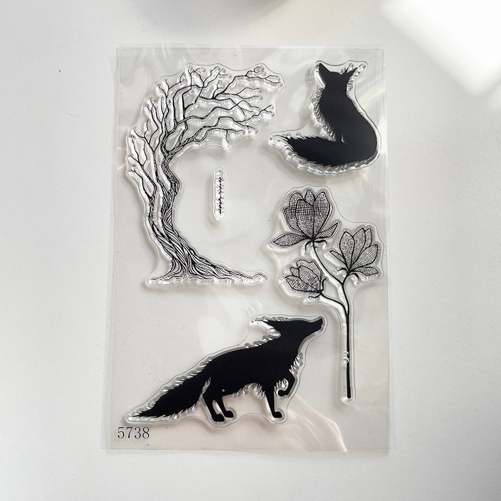 

Trees flowers fox Clear Tranperant Stamps Silicone Stamp for Card Making Album Photo DIY Scrapbooking Decorative Craft Supplies