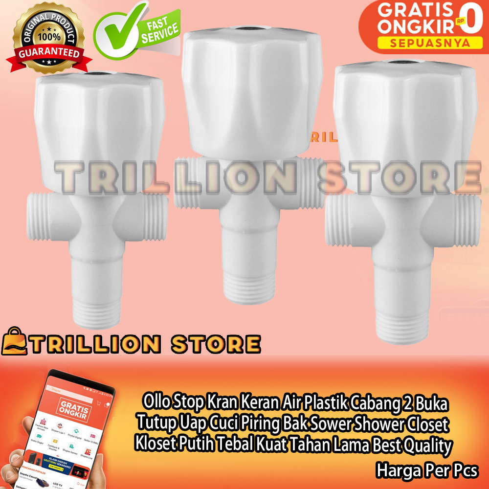 Ollo Stop Kran Air Merek Pvc Cabang Ukuran 1/2 Inchi KC 02 In Inci Inch Ballvalve Keran Air Buka Tut