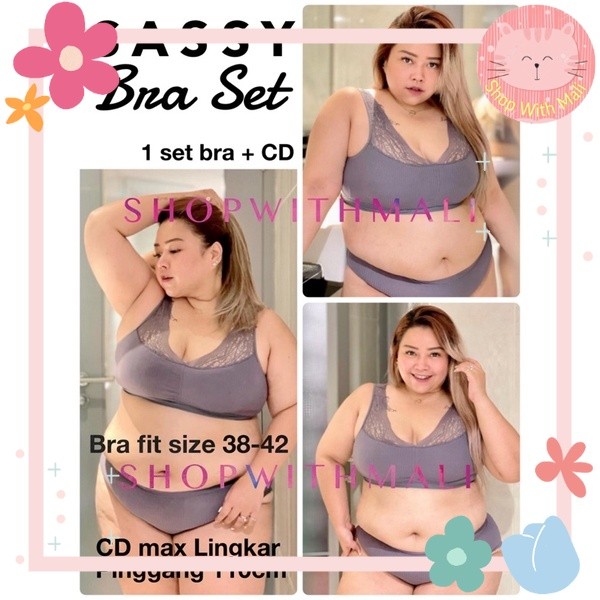 SASSY BRA SET fit 40-42 Big Size Setelan Jumbo BigSize Bralette Celana Dalam