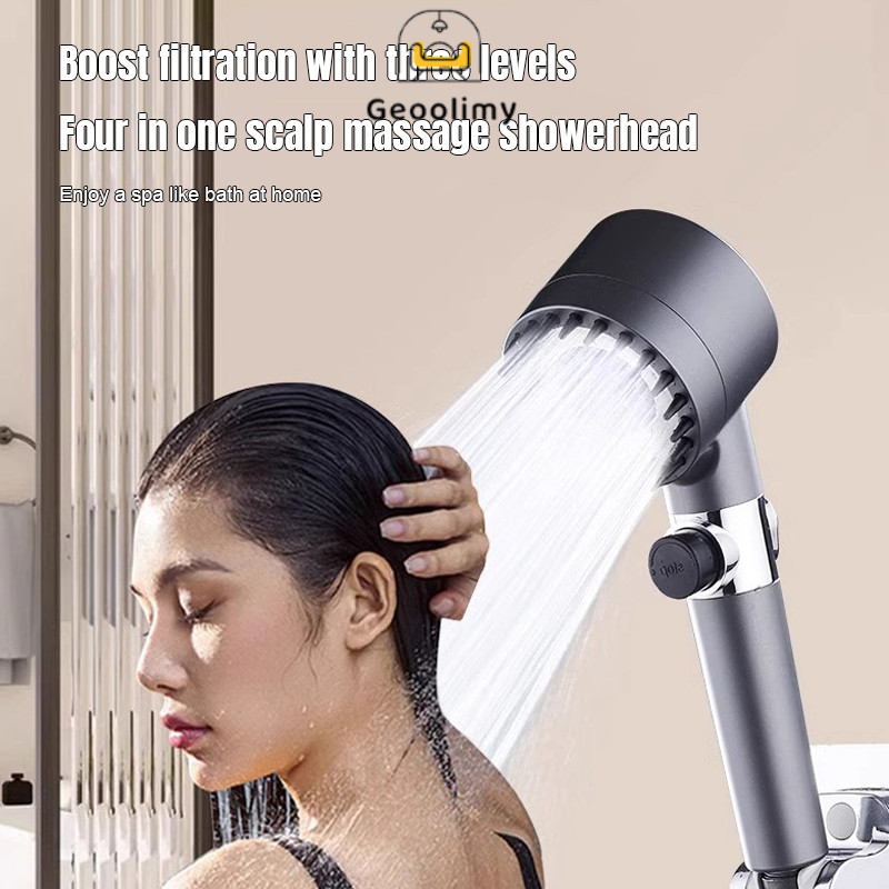 4-Mode Hand Shower Tekanan Tinggi / Kepala Shower Turbo Bertekanan Tinggi Shower Adjustable Massage 