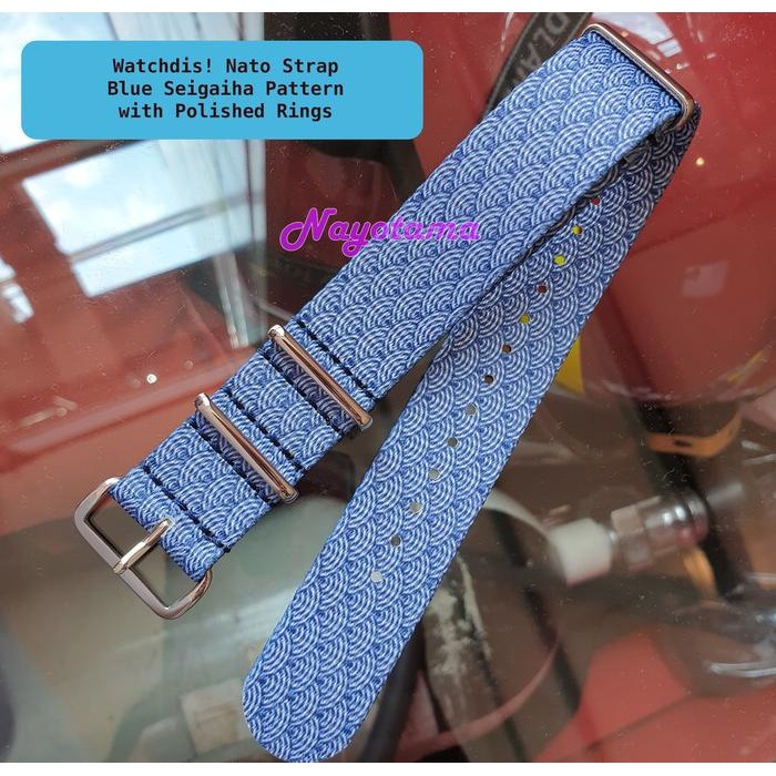 Nato Strap Motif Seigaiha Japan Blue Biru Tali Jam Tangan Nylon - 18mm