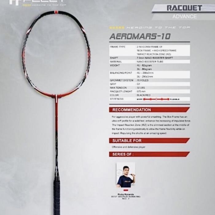 Raket Badminton FELET AEROMARS 10 GALAXY FLARE 10 ORIGINAL - AEROMARS 10, Raket + Grip