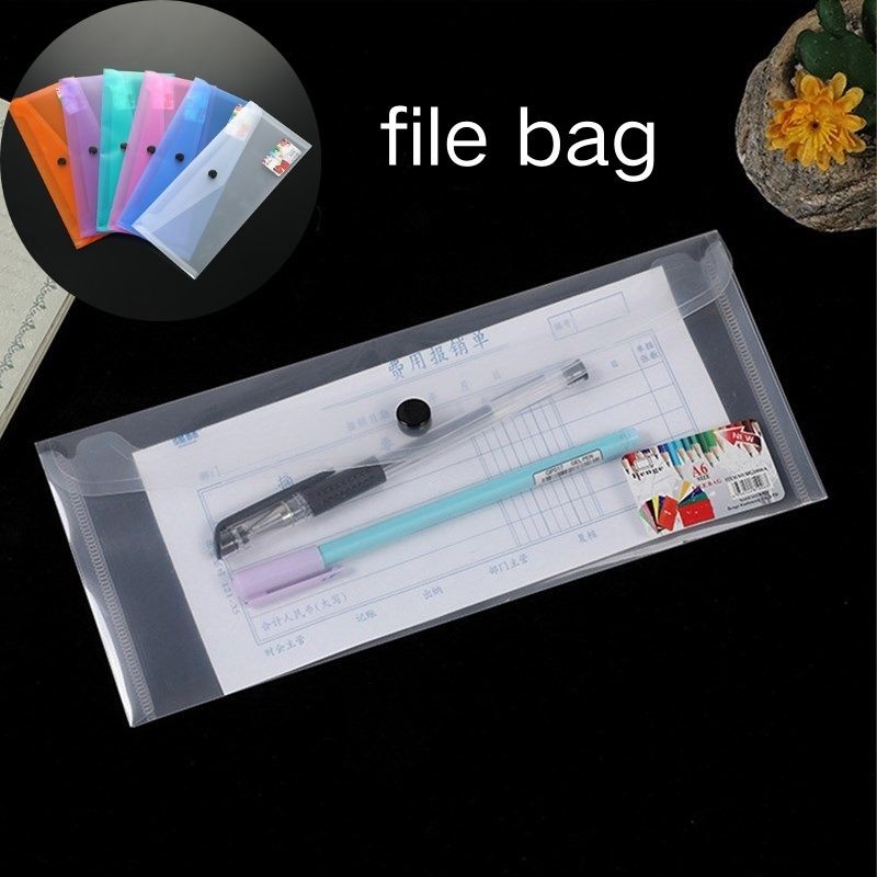 

1pc Snap File Bag Plastic Waterproof Document Storage Bag Pouch Transparent PP Stationery Organizer School Office Supplies