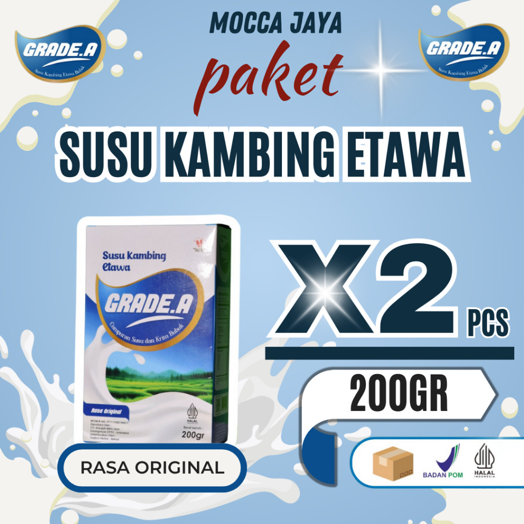 

PAKET 2 BOX GRADE.A SUSU KAMBING ETAWA GRADE.A RASA ORIGINAL 200GR BOX