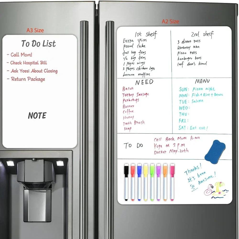 

A2/A3 Size Magnetic Dry Erase Whiteboard for Fridge Magnet White Board Weekly Planner Calendar Notepads Reusable