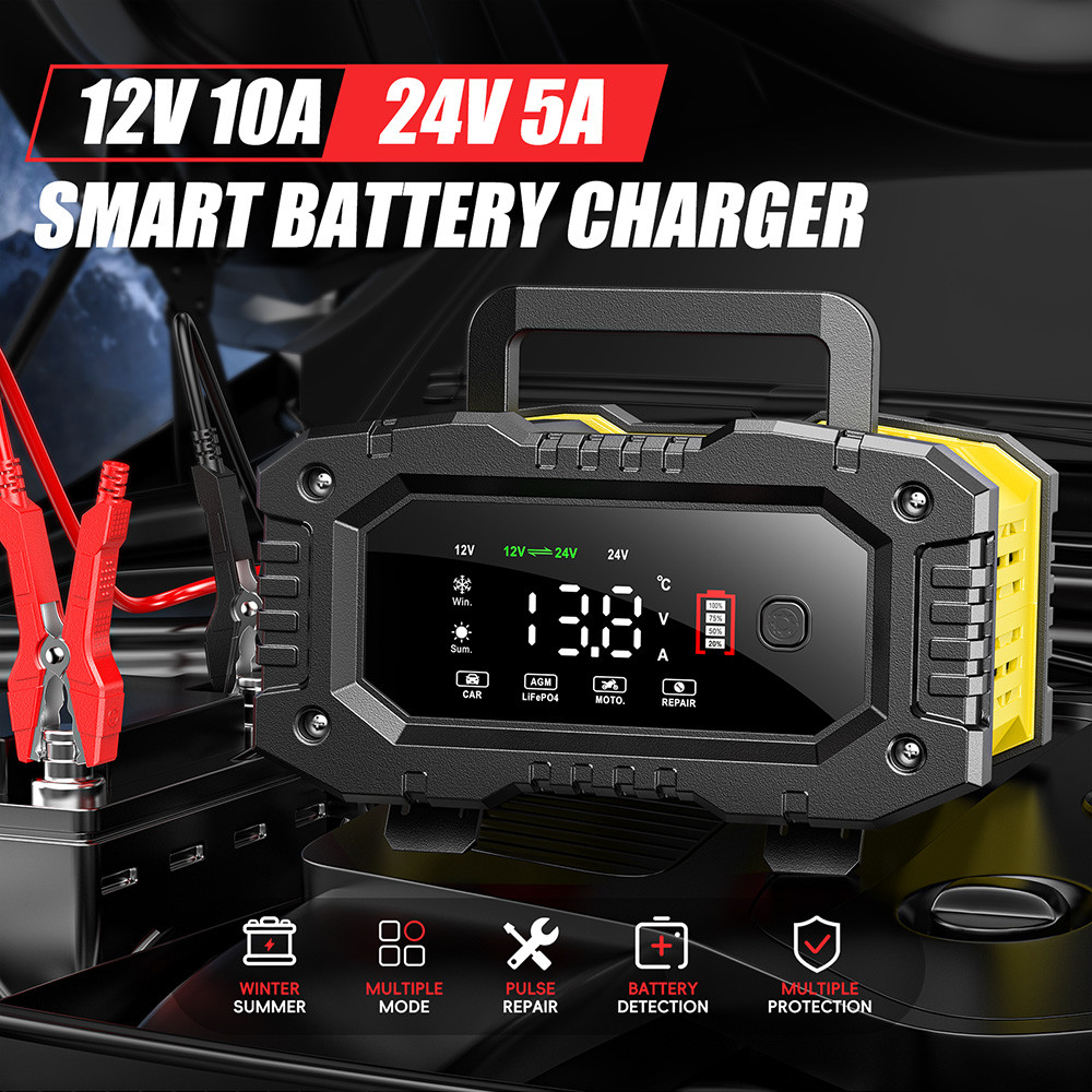 FOXSUR FPT-100 Smart Charger Aki Mobil Motor 12V-10A 24V-5A 150W LifePO4