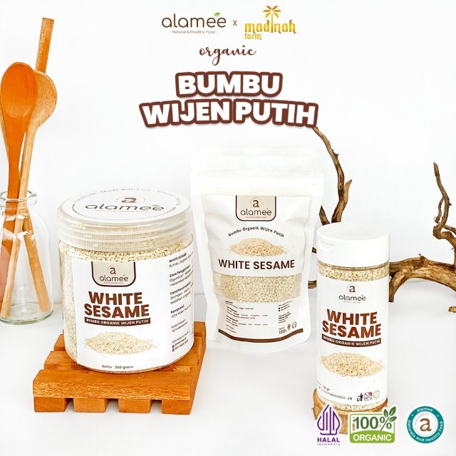 

ALAMEE Wijen Putih White Sesame Seed Bumbu Dapur Organik Masak Rempah Tanpa Campuran madinah