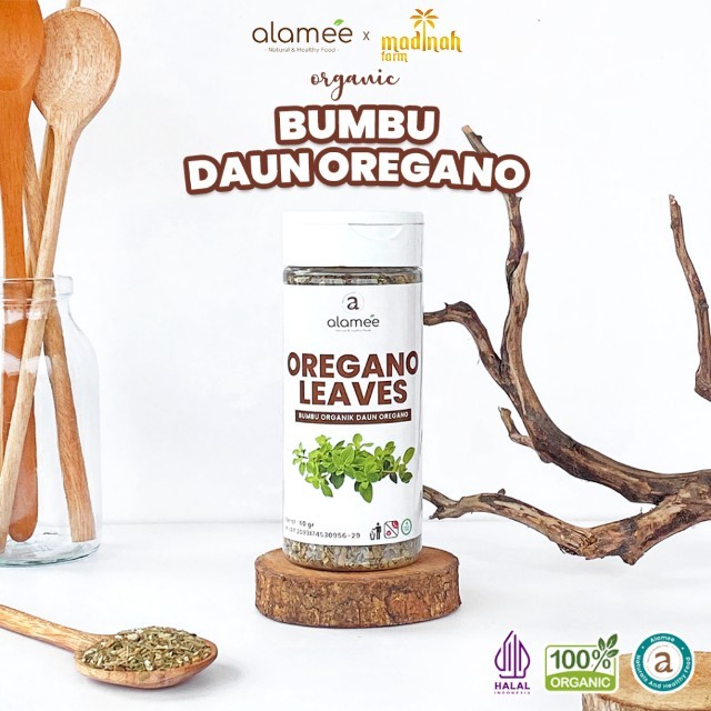 

ALAMEE Oregano Kering Dried Leaves Flakes Garnish Murni Asli Tanpa Campuran Bumbu Dapur Organik 60g madinah
