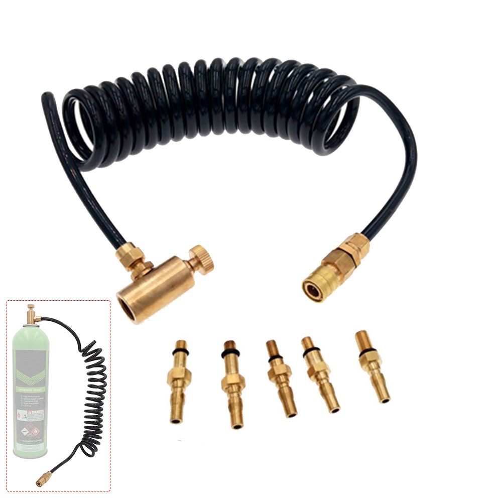 HPA Air Tool Gas Adapter Connect Pistol Green/Red/Black Canisters with Coil Hose For KSC KWA WE KJW 