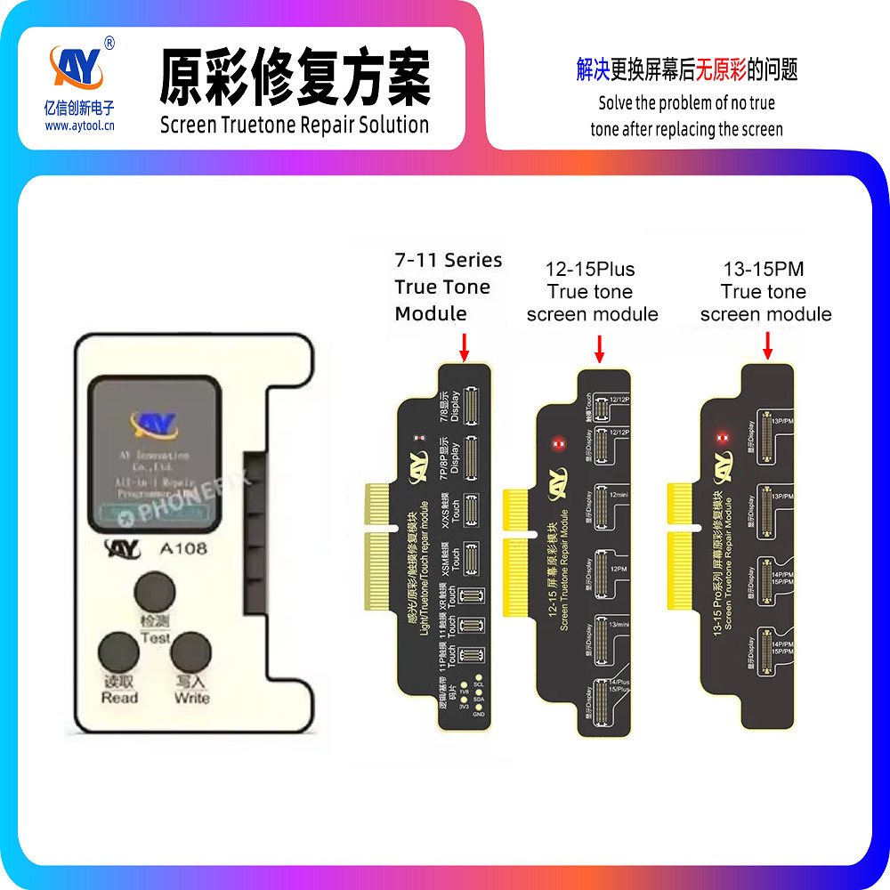 AY A108 True Tone Repair Module A108 BOX Programmer For iPhone 11 12 13 14 15 Pro Max  al Color and 