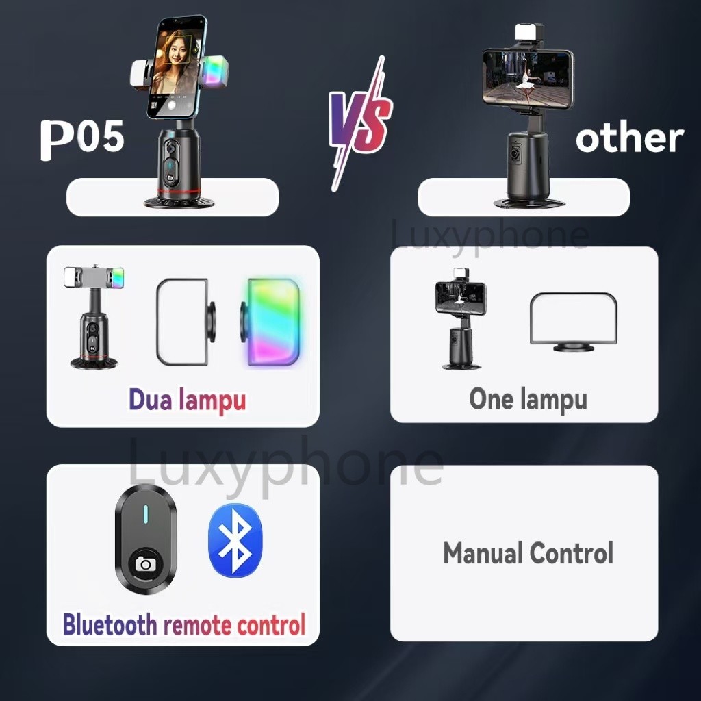 P05 Tripod Gimbal Stabilizer  Tongsis 360° Derajat Stabilizer Tripod Face Tracking Bluetooth Gimbal 