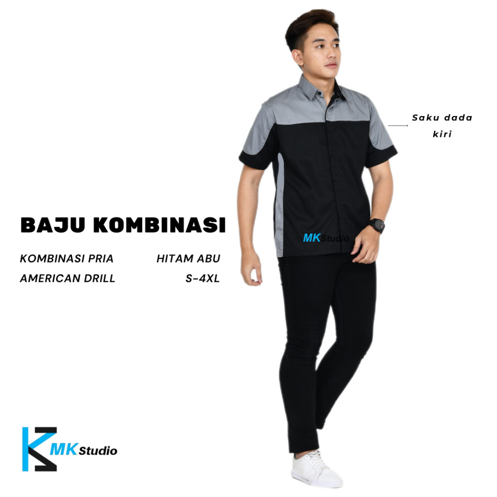 HIGH QUALITY Baju kerja murah custom bordir/kemeja karyawan kantor/seragam pabrik/baju pegawai toko/