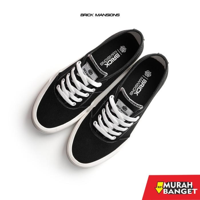Brick Mansions - Austin Black White Sepatu Sneakers Casual Pria Wanita hitam Shoes Snekers - Black W