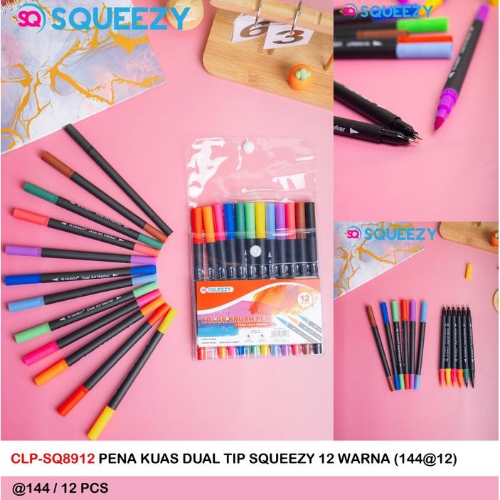 

Promo Coor Brush Pen 2 in 1 Squeezy / Pena Kuas Warna Dua Tip CP SQ-8912