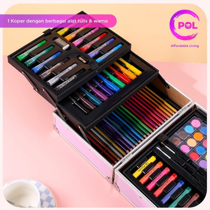 

TERLARIS! [POL] COD SNI Crayon Art Set 128pcs & 133pcs Koper Alumunium Besi | Krayon Pensil Warna - 128 pcs, Pink