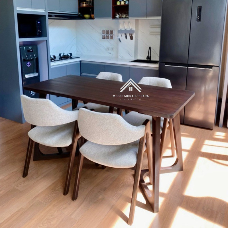 MEJA MAKAN MINIMALIS MEBEL MURAH JEPARA KAYU JATI, DINING SET KAYU JATI, DINING CHAIR