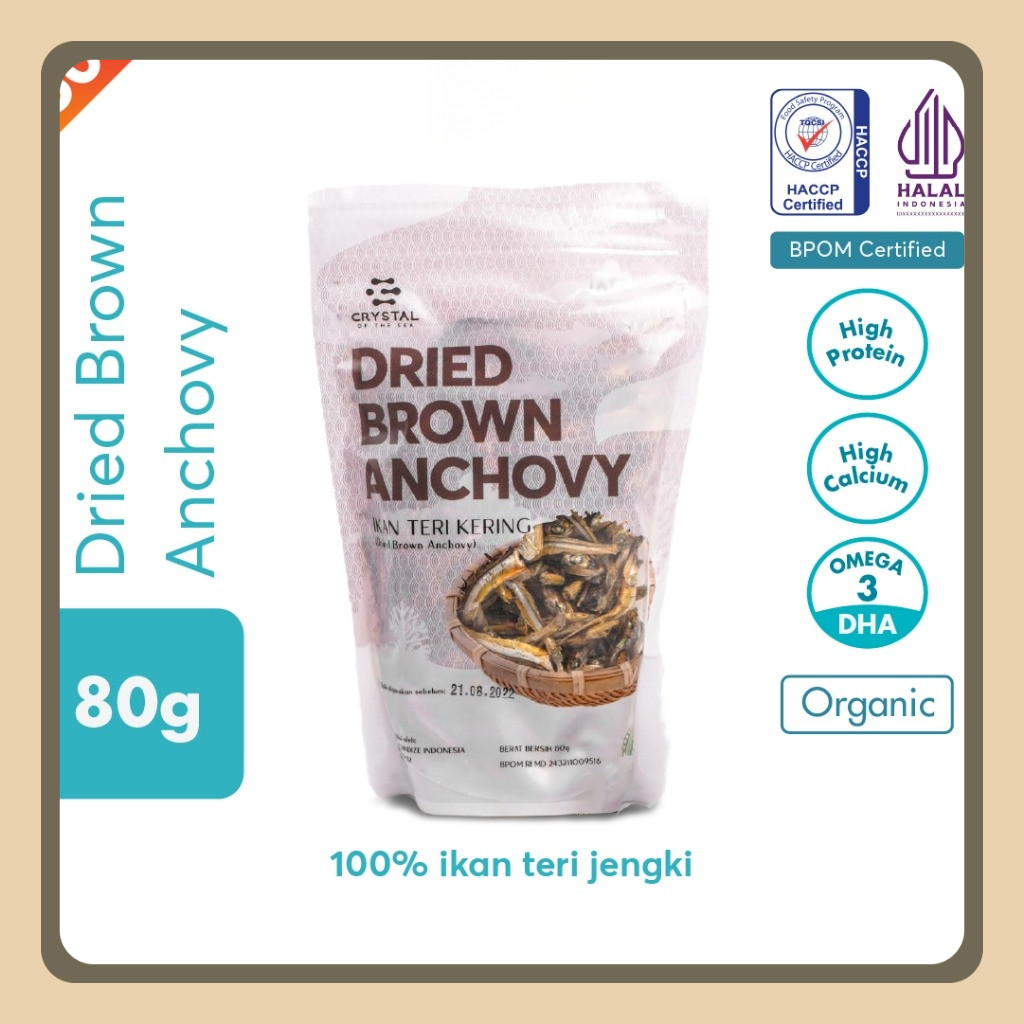 

Crystal of the Sea | Dried Brown Anchovy (80GR) / Ikan Billis / Ikan Teri Jengki Kering - Lauk MPASI NON Pengawet