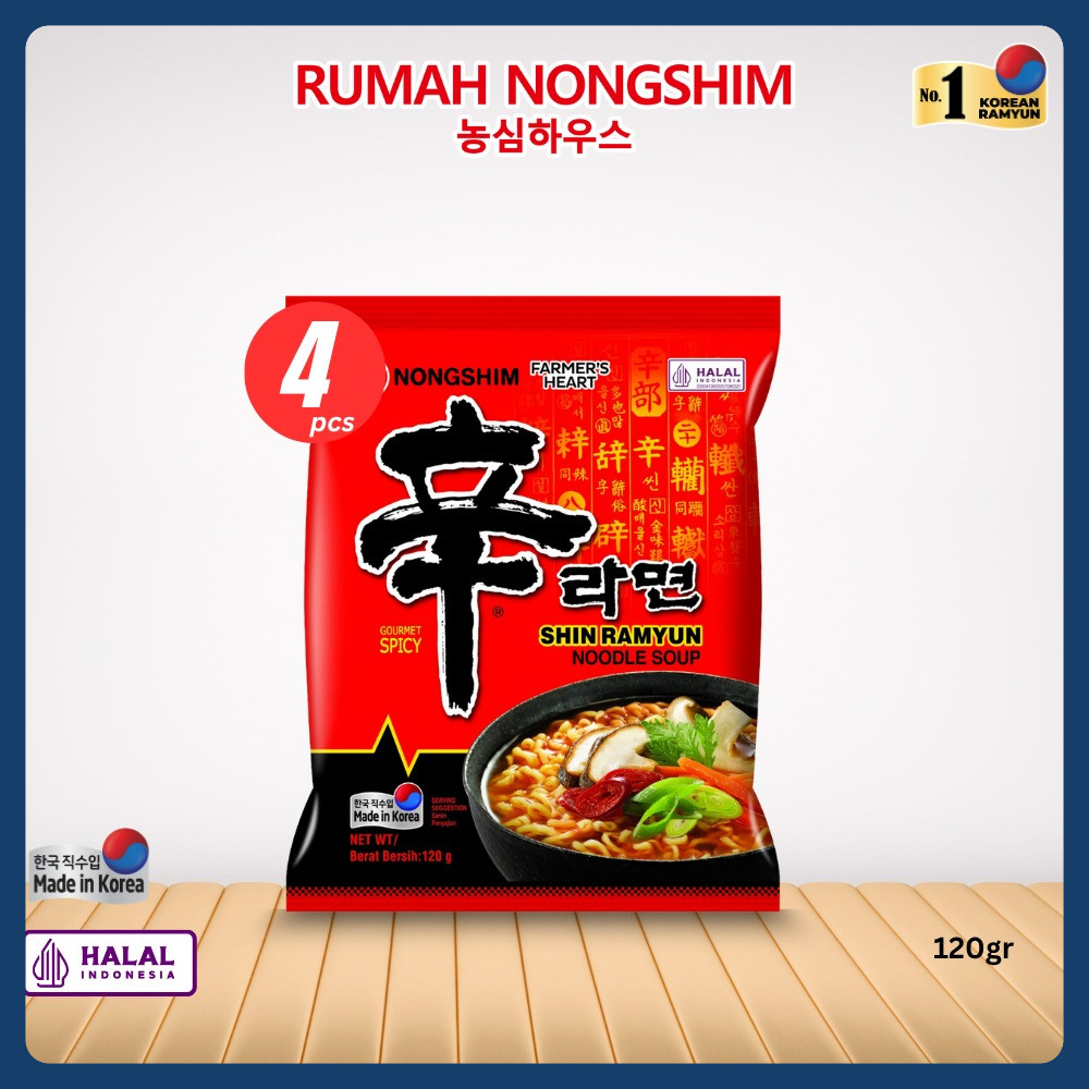 

Bundling EMPAT - Nongshim SHIN RAMYUN Noodle Soup ORIGINAL [120 gram x 4 pcs]