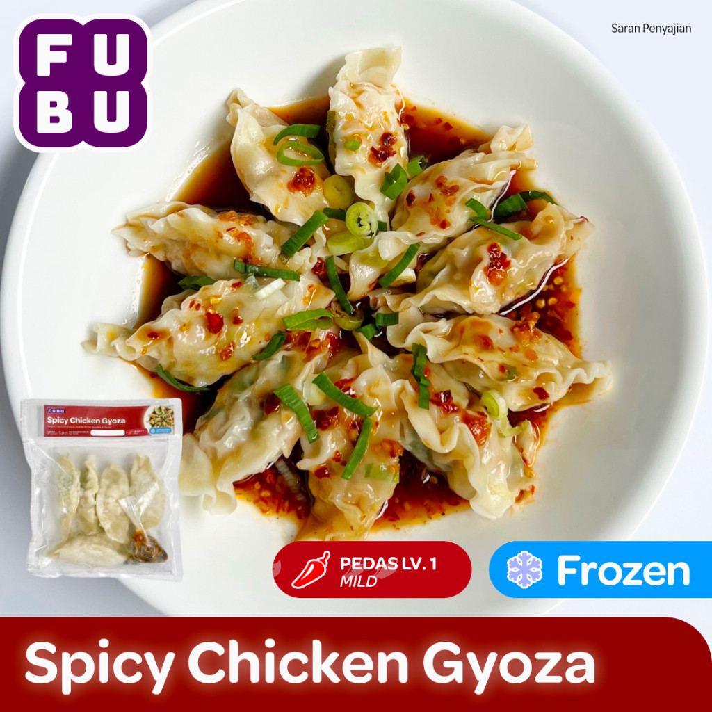 

FUBU Spicy Chicken Gyoza - Pangsit Ayam Pedas - Satu Porsi Lauk Instan Frozen Food