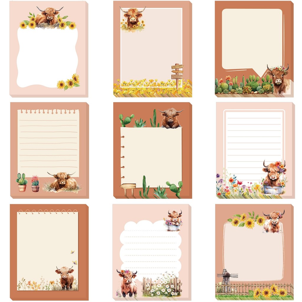 

9 Pads Sticky Notes 3.15 x 3.94 Inches Cute Self Sticky Note Pads Colored Adhesive Notepad for Memo Reminder Journal Studying