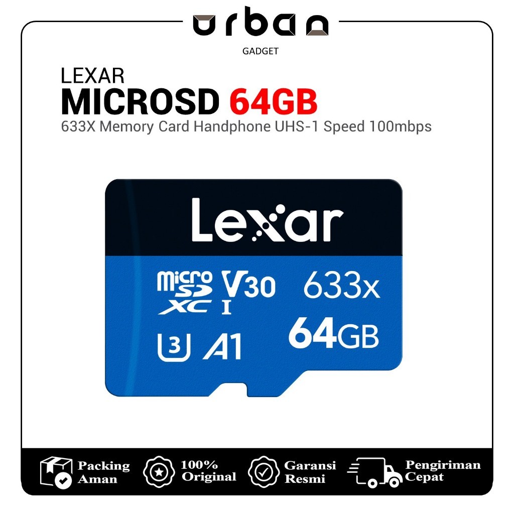 Memory Lexar MicroSD 64GB UHS-1 633x Memory Card HP Original