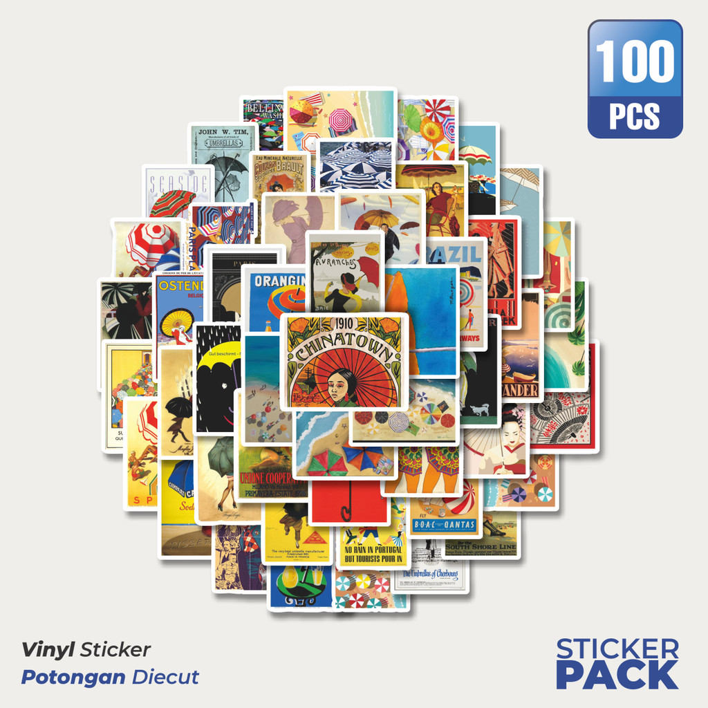 

Stiker Vinyl Stiker Retro Gambar Payung Waterproof Aesthetic- Untuk Laptop, Motor, dan Helm - Paper Stationery Pack
