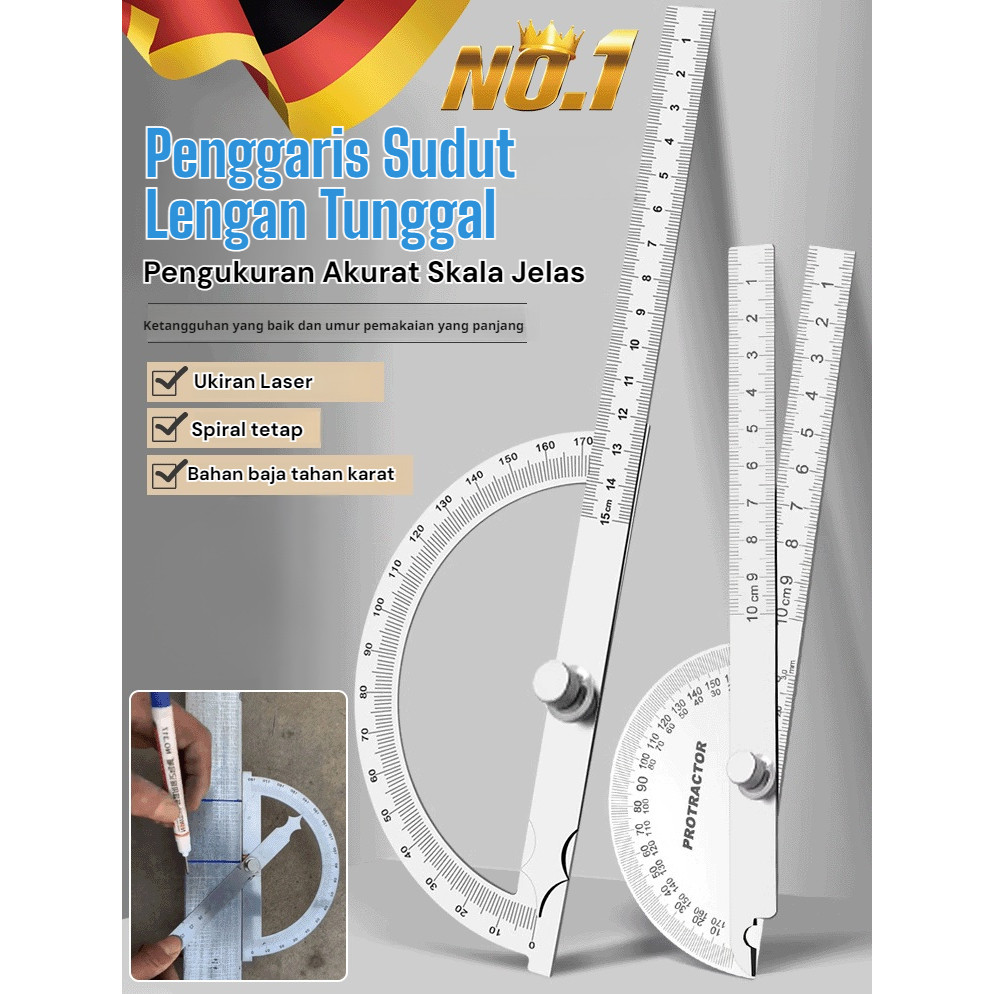 

⭐COD+24H Pengiriman Cepat⭐【Akurat/Tahan Lama】180°Penggaris Sudut Lengan Tunggal Baja Tahan Karat/Sudut Besi/Angle Ruler/Finder 180/Penggaris Sudut Baja Tahan Karat/Alat Pengukuran Sudut Rumah/Stainless Steel Single Arm Protracto/Penggaris Busur Derajat