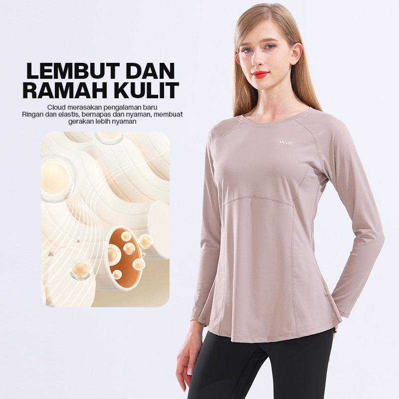 AZHAR.ID WiZi Atasan Olahraga Baju Jogging Wanita Baju Badminton Santai Menonjolkan Kesempurnaan Tub