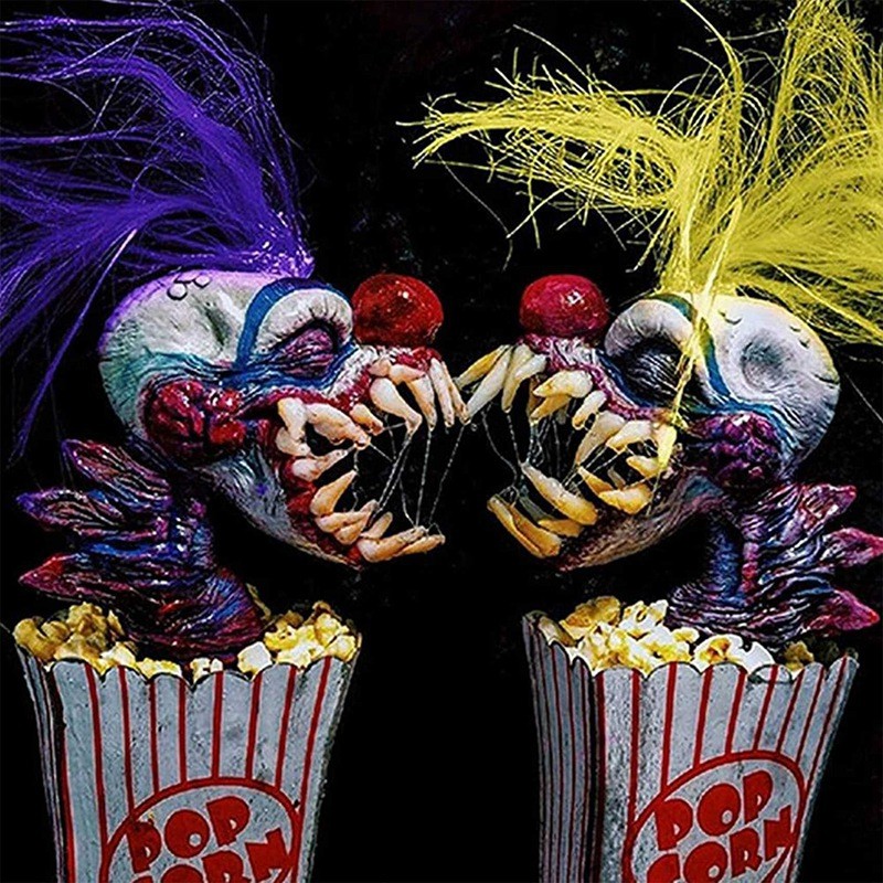 

1 Piece Clown Sculpture Popcorn Clown Scary Clown Head Statue Resin Craft Clown From Space