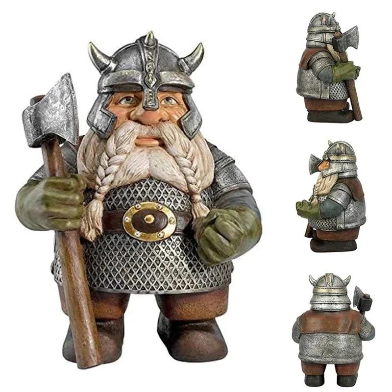 

1pc Viking Gnome Dwarf Statue Resin Craft Garden Sculpture for Garden Yard Art Outdoor Statue Yard Lawn Decoration
