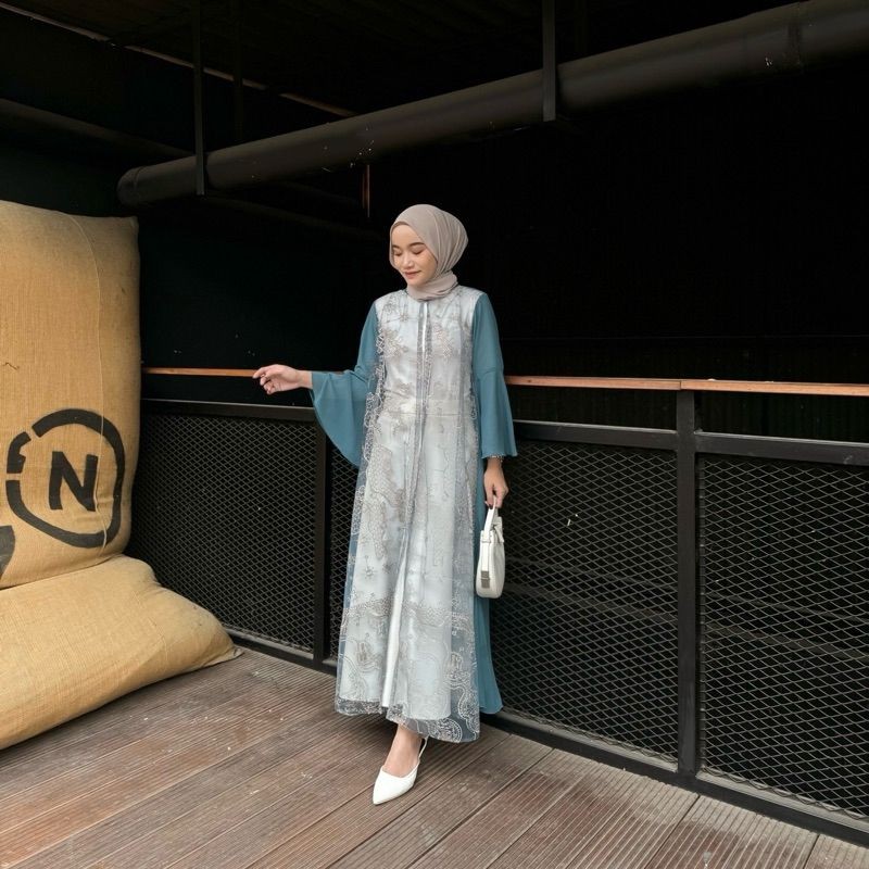 PARXETSHOP  Nagita Outer Dress Brokat Hari Raya