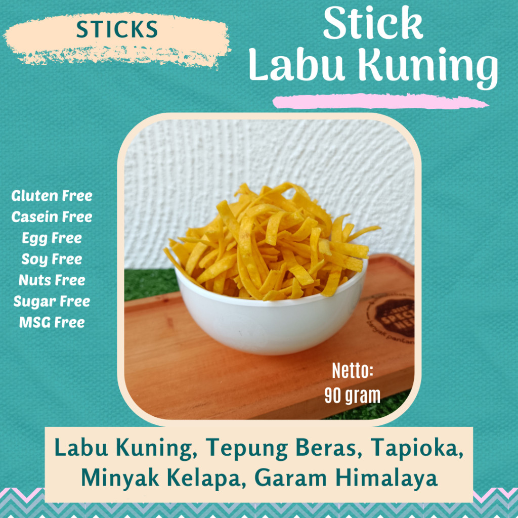 

STICK LABU KUNING / PUMPKIN STICK Gluten Free Egg Free MSG Free Dairy Free