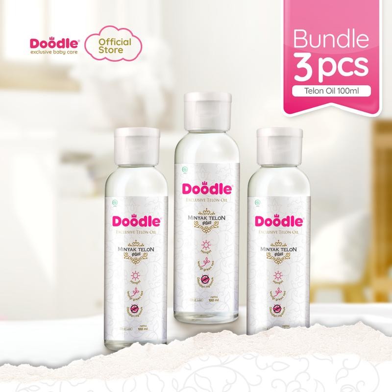 

Bundle 3 botol Doodle Minyak Telon ukuran 100ml Untuk Bayi Wangi Green Tea yang Menghangatkan