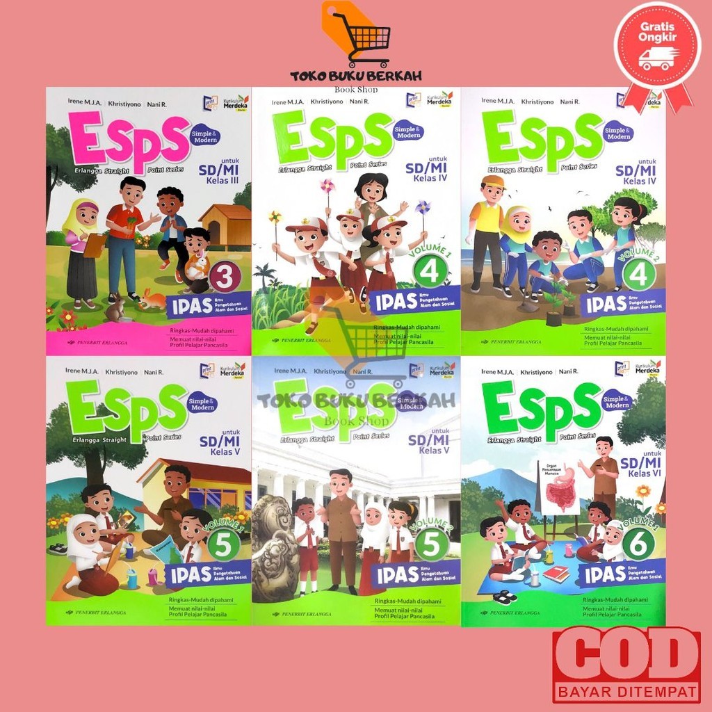 

KURIKULUM MERDEKA BUKU ESPS IPAS SD/MI Kelas 1 2 3 4 5 6 Penerbit Erlangga - Irene M.J.A. - Khristiyono - Nani Rosdijati