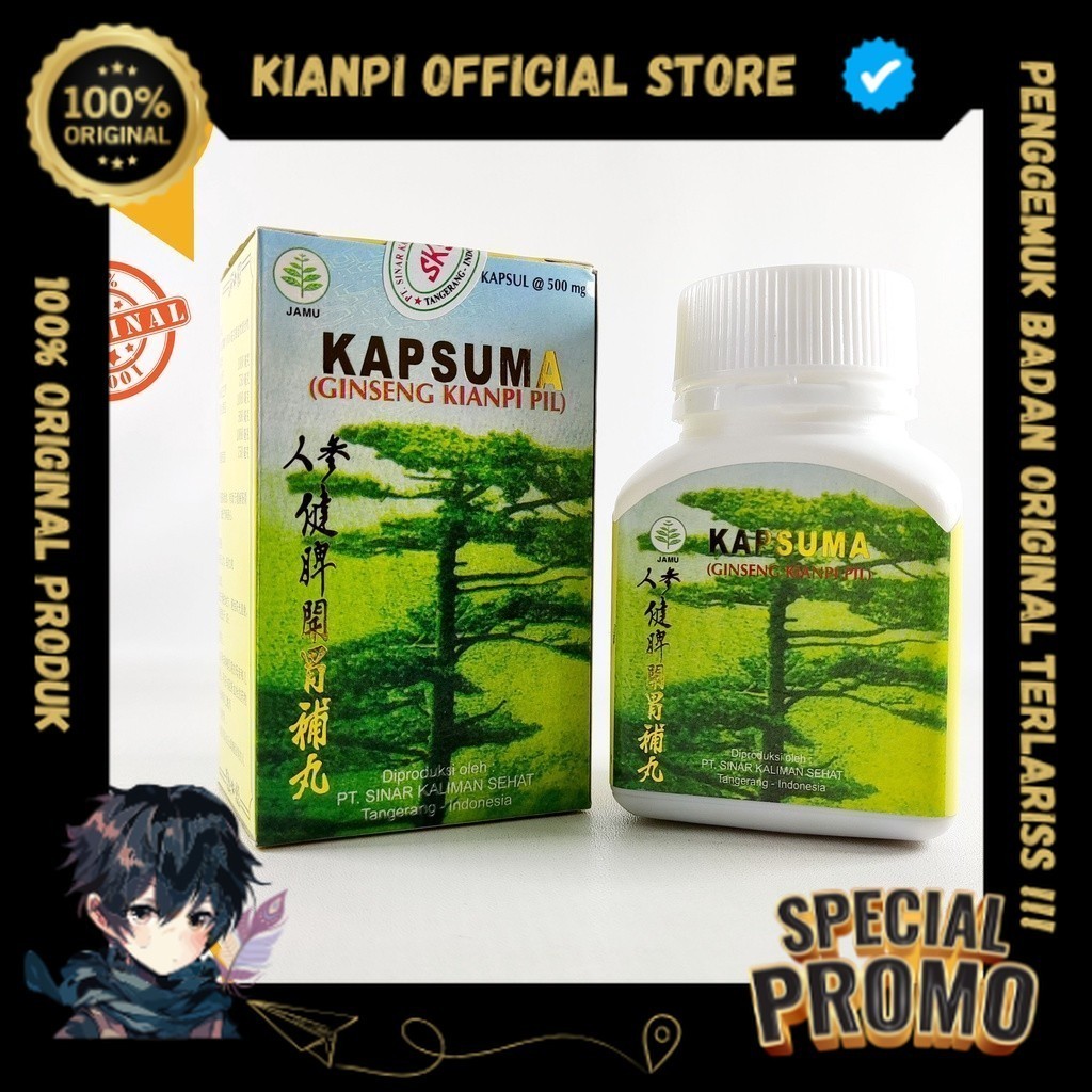 

wellcome to my shop kapsuma PROMO TERBARUU!!! Extra Gratis Ongkir KAPSUMA / GINSENG KIANPI PIL / OBAT NAFSU MAKAN ~Kianpi Official Store original produkkianpi