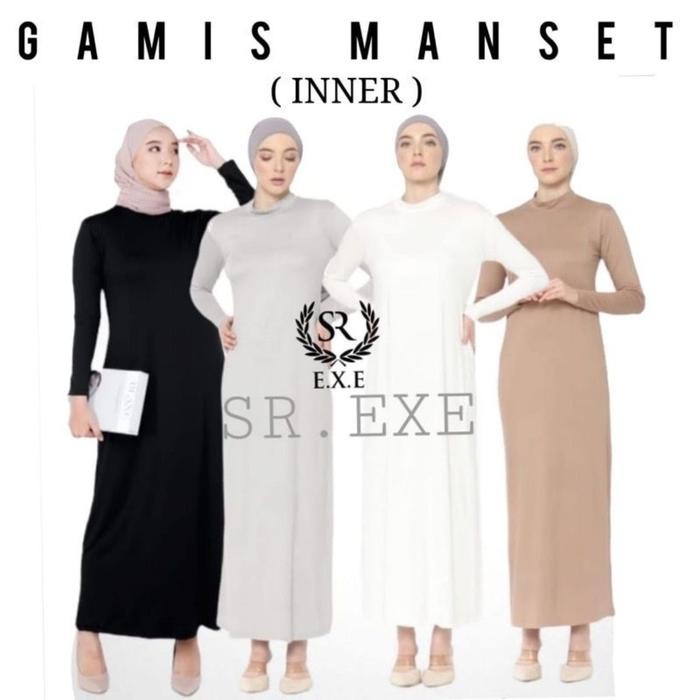 INNER DRESS LENGAN PANJANG BAHAN JERSEY SPANDEK Dalaman Fit Gamis  Manset  Melar  Muslim  Wanita  Hi