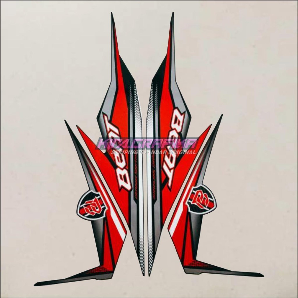 Original Asli Striping Stiker Polet List Motor Honda Beat Fi Esp 2019 CW Fullset Hitam Full M Stiker