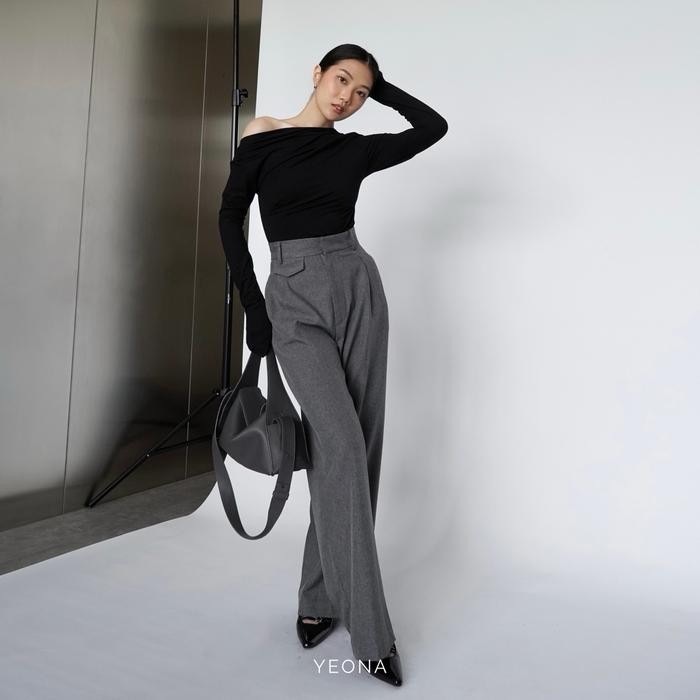 New YEONA - ORO PANTS | Highwaisted Pants - Grey, S