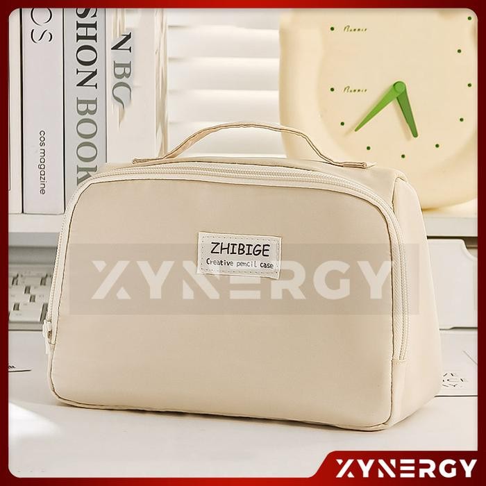 

AHHA Tempat Pensil Kanvas Kapasitas Besar ZHIBIGE Model Tas Penyimpanan Alat Tulis Multifungsi - Cream