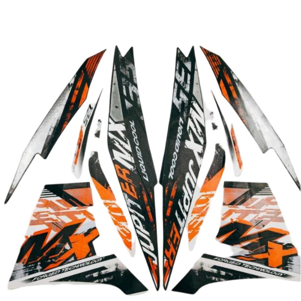 Stiker Striping Motor Yamaha Jupiter MX 135 New 2014 Putih Orange Full Body - Motorcycle