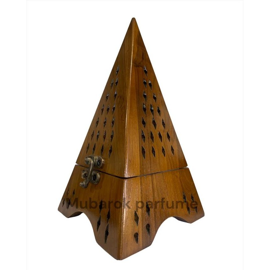 Tempat pembakaran bukhur dupa Mabkhara kayu jati cantik Kerucut