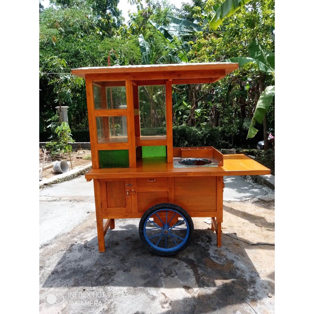 gerobak nasi goreng full kayu mahoni FREE ONGKIR