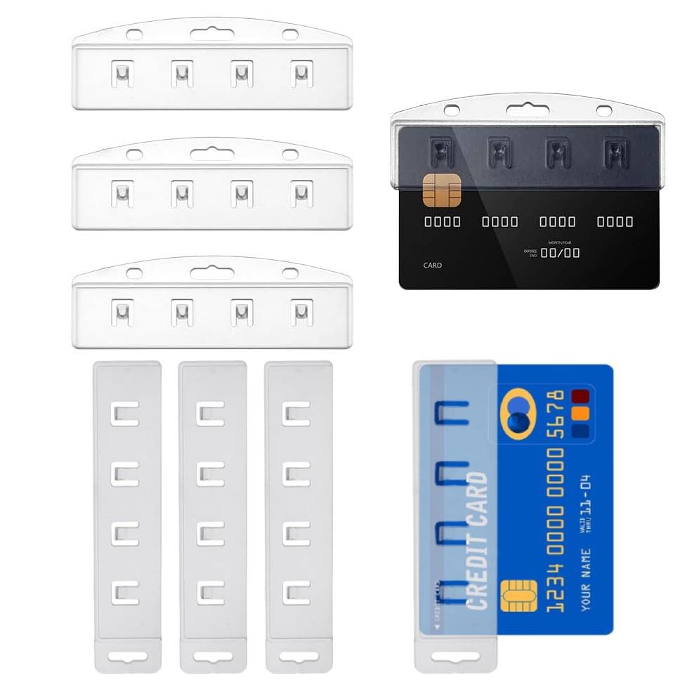 

3pcs Horizontal Half Card Badge Holder Vertical Swipe Card Holders Protector Sleeves ID Card Holder for POS Credit Cards Passes