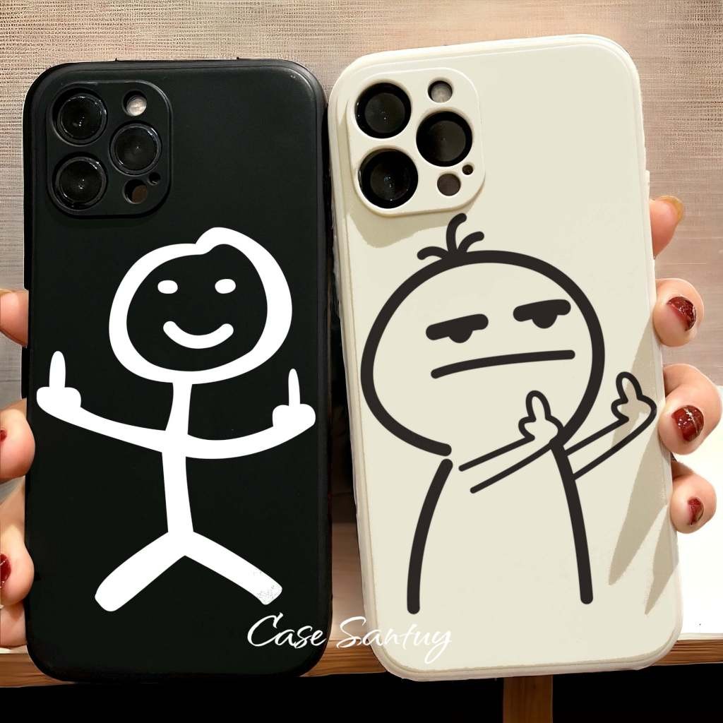 Soft TPU Case Couple Oppo F1s F5 F5 Youth F7 F9 F9 Pro F11 F11 Pro Case Couple 096 097 Motif Stikman