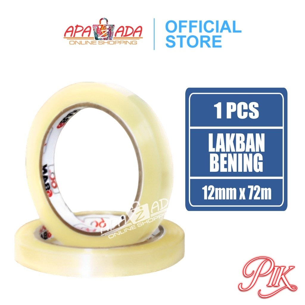 

Lakban 6BAN Bening Size 12mm x 90yard [1 Pcs] / OPP Tape / Solatip Bening / Isolasi Bening