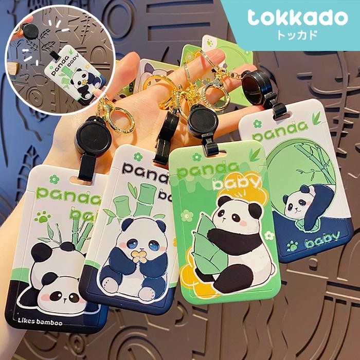 

TOKKADO Panda Baby Nametag Lanyard Original Kartu ID Card Holder Hijau Bambu Lucu