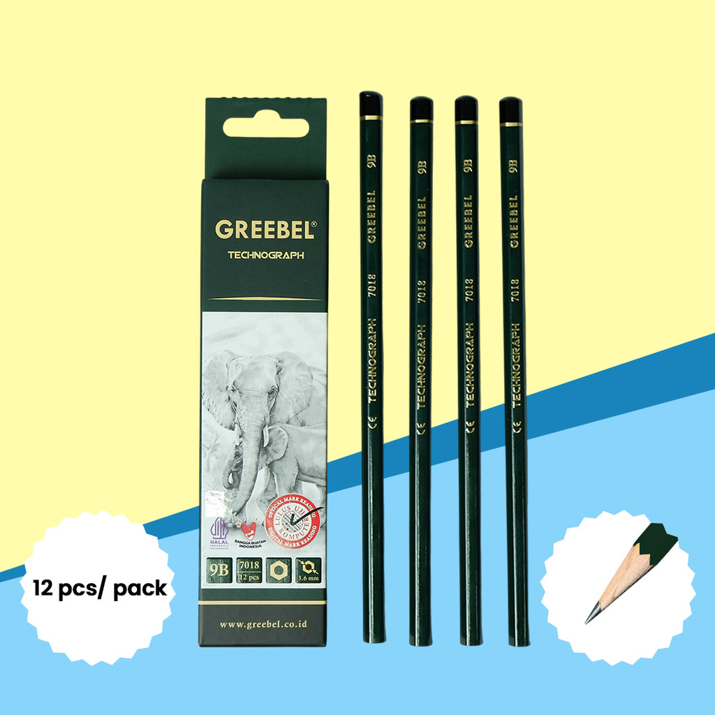 

GREEBEL Pensil Kayu 9B 7018 (12PCS/SET) / Alat Tulis Ujian Sekolah / Pensil Gambar